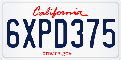 CA license plate 6XPD375