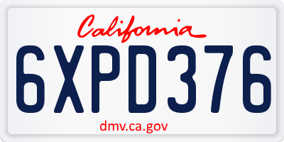 CA license plate 6XPD376
