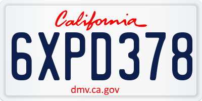 CA license plate 6XPD378