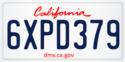 CA license plate 6XPD379