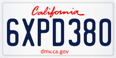 CA license plate 6XPD380