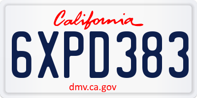 CA license plate 6XPD383
