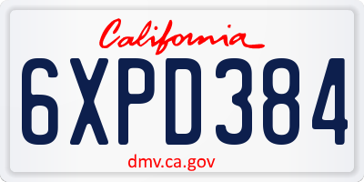 CA license plate 6XPD384
