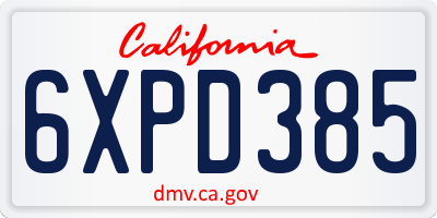 CA license plate 6XPD385
