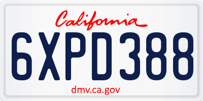 CA license plate 6XPD388