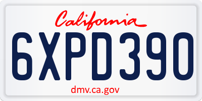 CA license plate 6XPD390