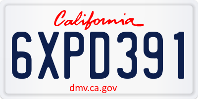 CA license plate 6XPD391