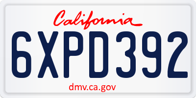 CA license plate 6XPD392