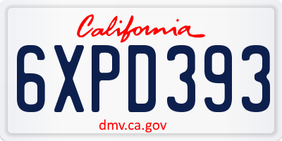CA license plate 6XPD393