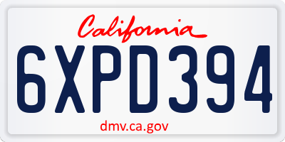 CA license plate 6XPD394
