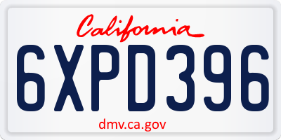 CA license plate 6XPD396