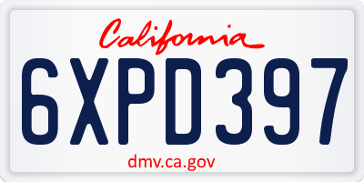 CA license plate 6XPD397