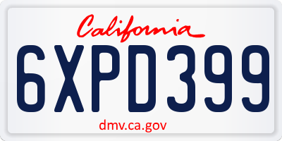 CA license plate 6XPD399