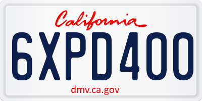 CA license plate 6XPD400