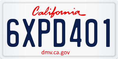 CA license plate 6XPD401
