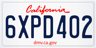 CA license plate 6XPD402