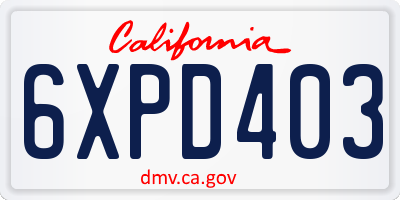 CA license plate 6XPD403