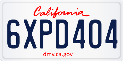 CA license plate 6XPD404