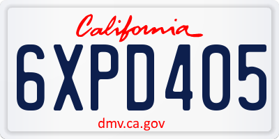 CA license plate 6XPD405