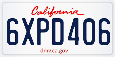 CA license plate 6XPD406