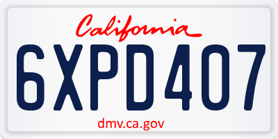 CA license plate 6XPD407