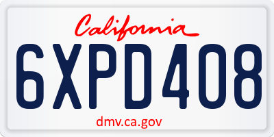 CA license plate 6XPD408