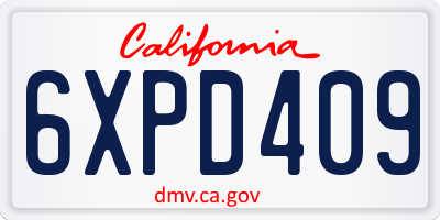 CA license plate 6XPD409