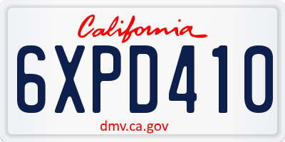 CA license plate 6XPD410