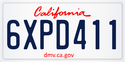 CA license plate 6XPD411