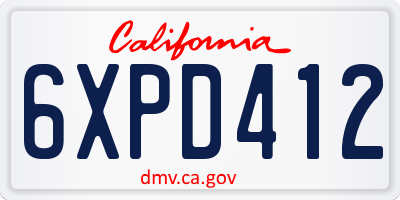 CA license plate 6XPD412