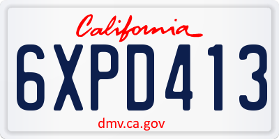 CA license plate 6XPD413