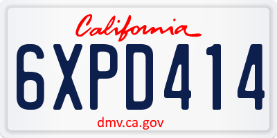 CA license plate 6XPD414