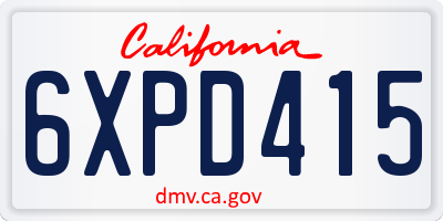 CA license plate 6XPD415