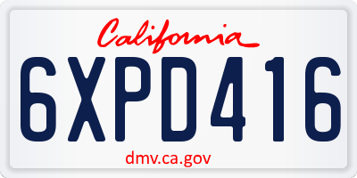 CA license plate 6XPD416