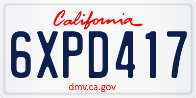 CA license plate 6XPD417