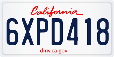 CA license plate 6XPD418