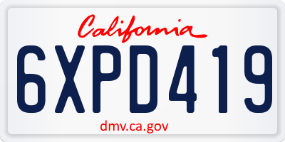 CA license plate 6XPD419