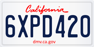 CA license plate 6XPD420