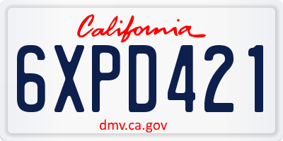 CA license plate 6XPD421