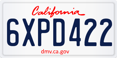 CA license plate 6XPD422