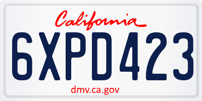 CA license plate 6XPD423