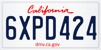 CA license plate 6XPD424