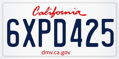 CA license plate 6XPD425