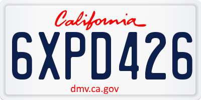 CA license plate 6XPD426