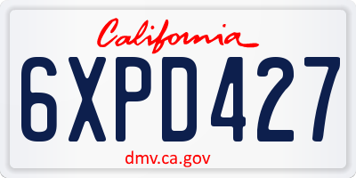 CA license plate 6XPD427