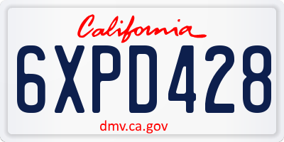 CA license plate 6XPD428