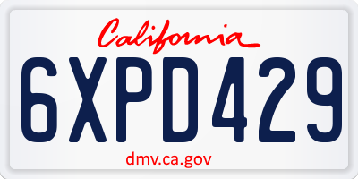 CA license plate 6XPD429