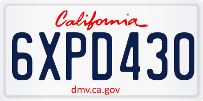 CA license plate 6XPD430
