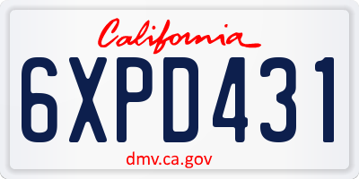 CA license plate 6XPD431