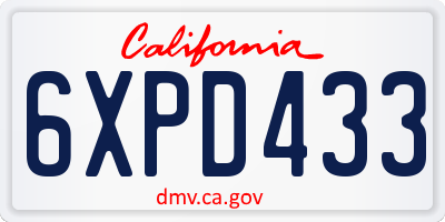 CA license plate 6XPD433